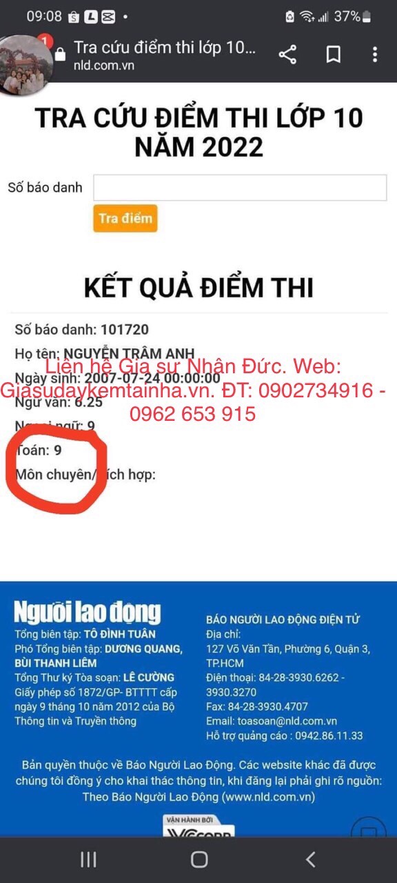 Gia sư dạy môn Toán